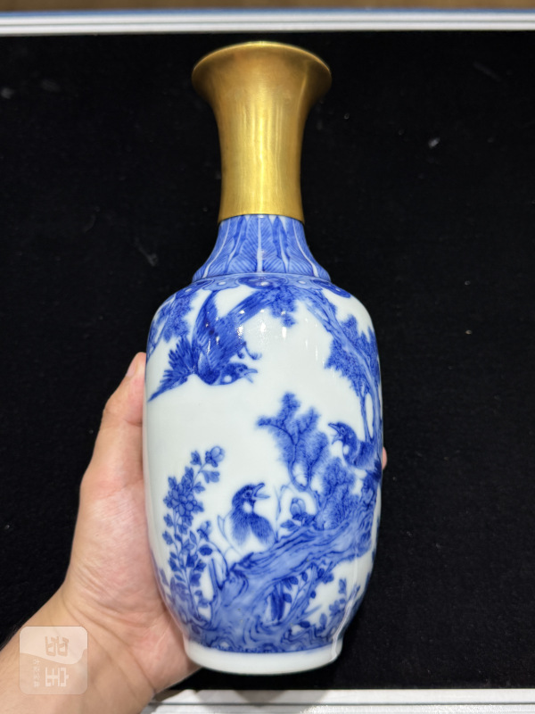 民国 青花花鸟瓶 - 图2